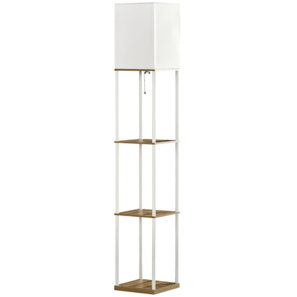 White floor lamp with fabric shade, E27 Socket, 40W