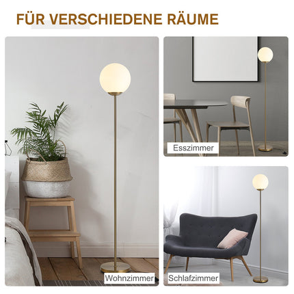 Gold metal floor lamp with glass - 25x25x171cm