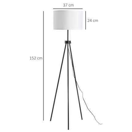 Modern black & white floor lamp E27, steel & polyester