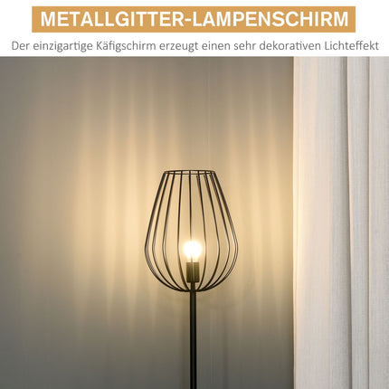 Industrial retro floor lamp, metal shade in mesh, 27.5x159cm