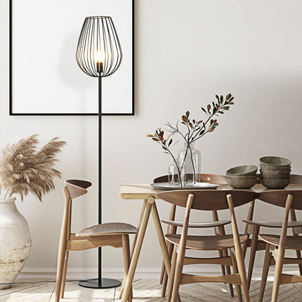 Industrial retro floor lamp, metal shade in mesh, 27.5x159cm
