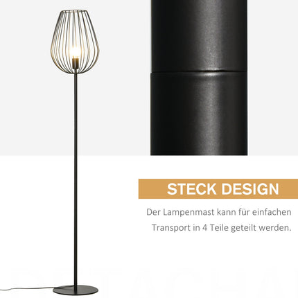 Industrial retro floor lamp, metal shade in mesh, 27.5x159cm