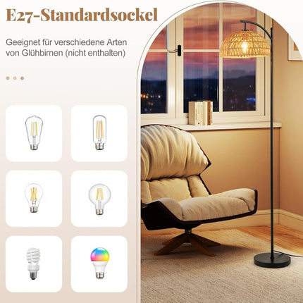 Floor Lamp with Hanging Shade & Foot Switch, 160 cm, E27 Socket