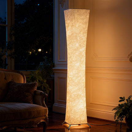 Floor Lamp with Paper Shade, Foot Switch, 3 Brightness Levels