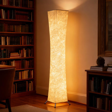 Floor Lamp with Paper Shade, Foot Switch, 3 Brightness Levels