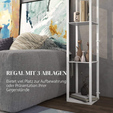 Floor Lamp with Shelf, 3 Tiers, MDF, White