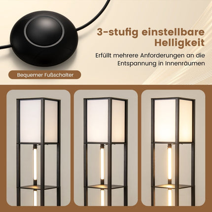 Floor Lamp with Shelves & Adjustable LED Strips