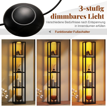 Floor Lamp with Shelves & Dimmable LED Lights, 165cm