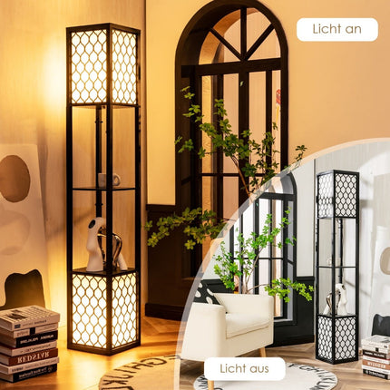 Floor Lamp with Shelves, Dual Light, White Shade, 156 cm