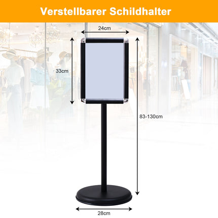 Floor Standing A4 Poster Stand, 360 Rotating, 83-130cm