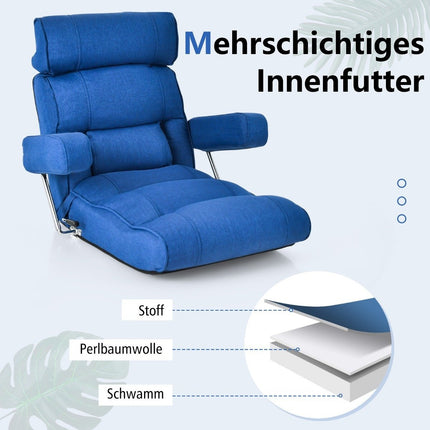 Floor chair folding bond sofa with adjustable backrest 80 x 72 x 75 cm blue