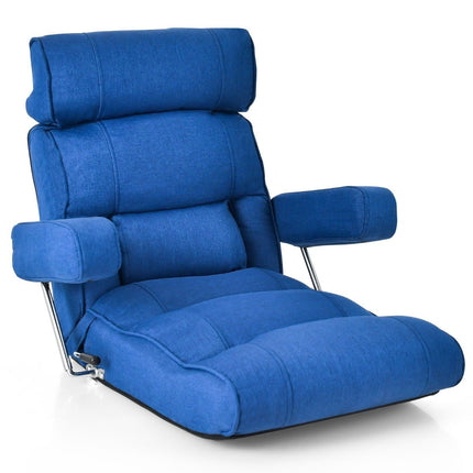 Floor chair folding bond sofa with adjustable backrest 80 x 72 x 75 cm blue