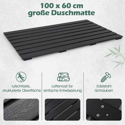 Floor element for solar shower WPC floor plate for garden shower 100 x 60 x 2.5 cm black