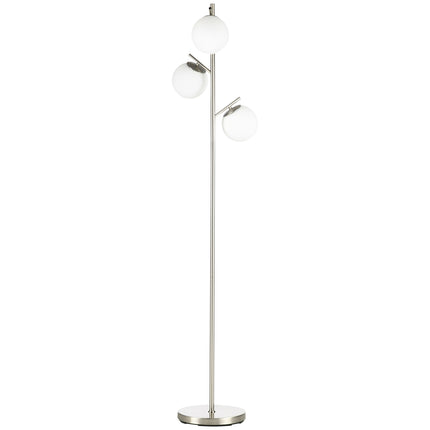 Floor lamp 40W E27, Silver & White, 169 cm, 3 glass shades