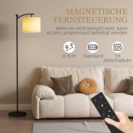 Floor Lamp with Remote, Adjustable Brightness & Color, Black