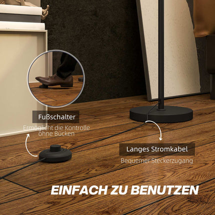 Floor lamp with fabric shade, E27 socket, foot switch