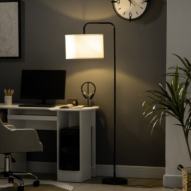 Modern black metal floor lamp with lampshade, 180 cm cord