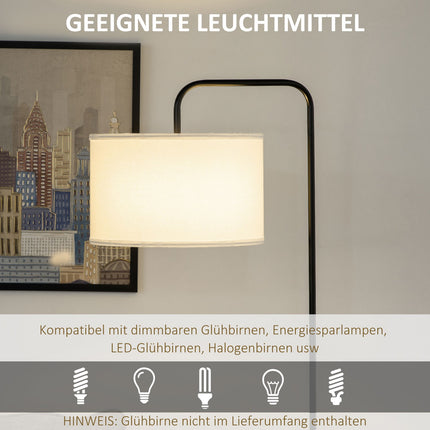Modern black metal floor lamp with lampshade, 180 cm cord