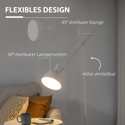 Height-adjustable white arc reading lamp, E27 socket