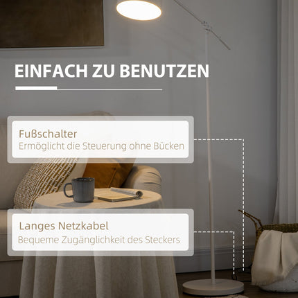 Height-adjustable white arc reading lamp, E27 socket