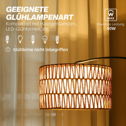Adjustable black floor lamp with linen shade for the living room