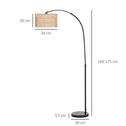 Adjustable black floor lamp with linen shade for the living room