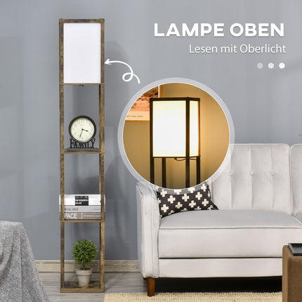 Floor lamp with shelves and lampshade, E27 socket, 40W