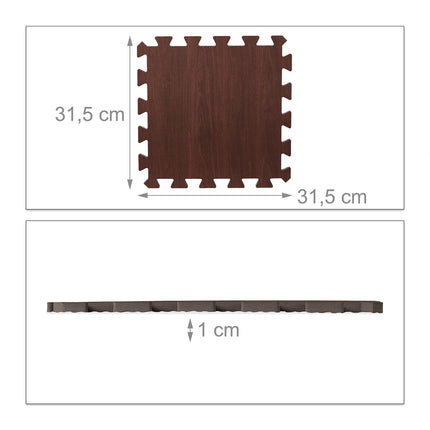 Floor protection mat in wooden look Set of 9