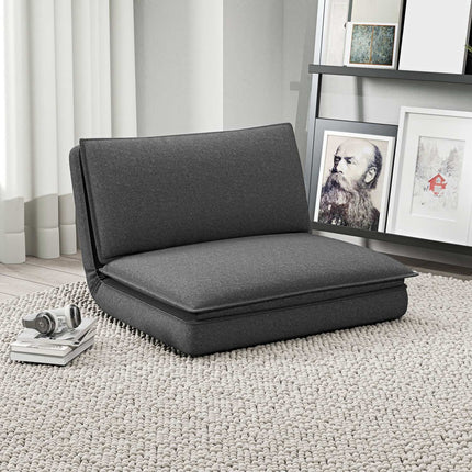 Folding sofa bed, 4-in-1, linen look, dark grey, 150 kg Capacity