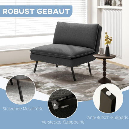 Folding sofa bed, 4-in-1, linen look, dark grey, 150 kg Capacity