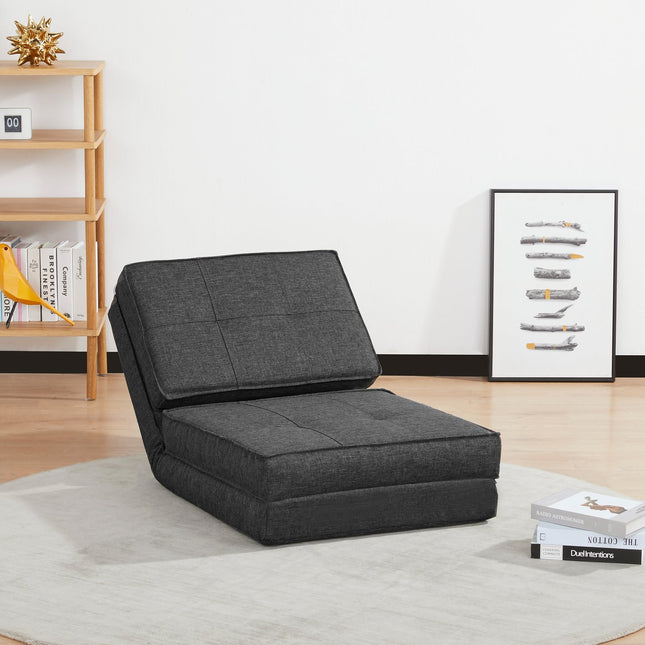 Folding Floor chair Sofa bed, 5-stage adjustable, dark grey