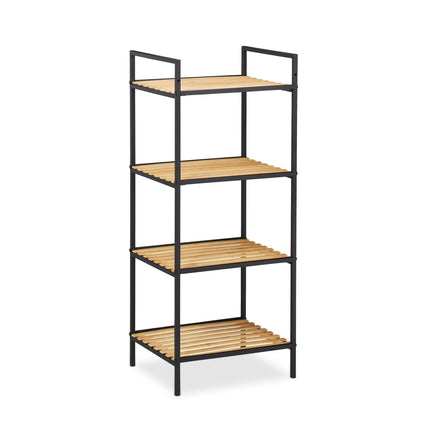 Floor standing shelf in bamboo and metal