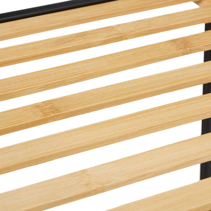 Floor standing shelf in bamboo and metal