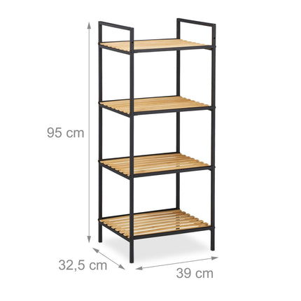 Floor standing shelf in bamboo and metal