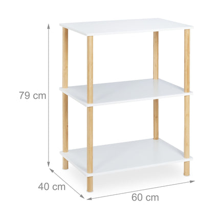Floor-standing shelf with 3 levels
