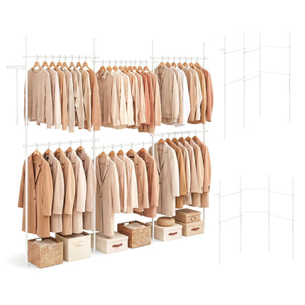 Floor to Ceiling Clothes Rack with 6 Hanging Rails, Telescopic, White
