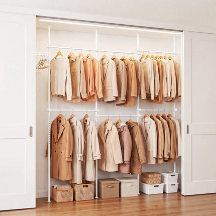 Floor to Ceiling Clothes Rack with 6 Hanging Rails, Telescopic, White