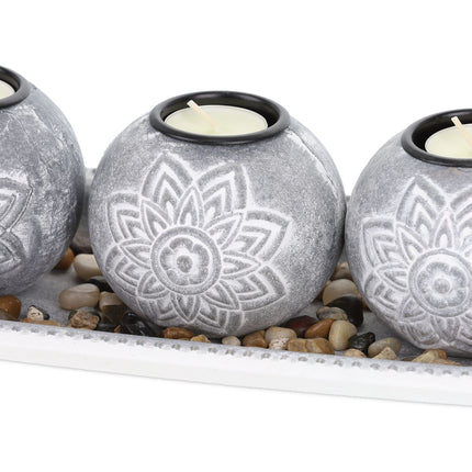 Floral tealight holder with tray