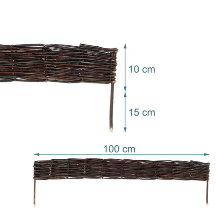 Flower Bed Edging, Willow Wicker Border With Pegs
