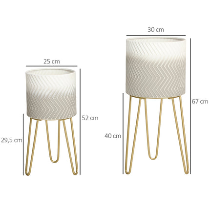 Plant stand in metal with 2 indoor/outdoor flower pots