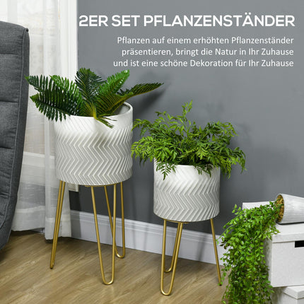 Plant stand in metal with 2 indoor/outdoor flower pots
