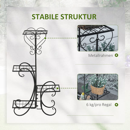 Metal 4-tier plant shelf for garden and balcony, black
