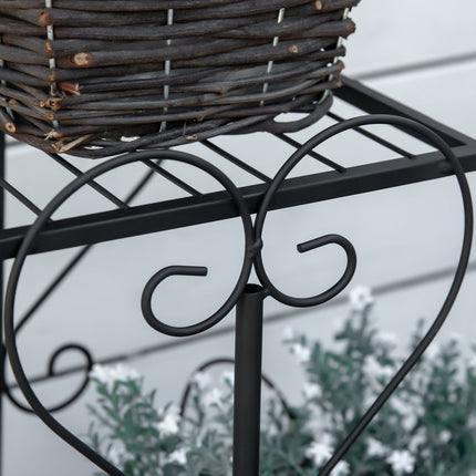 Metal 4-tier plant shelf for garden and balcony, black