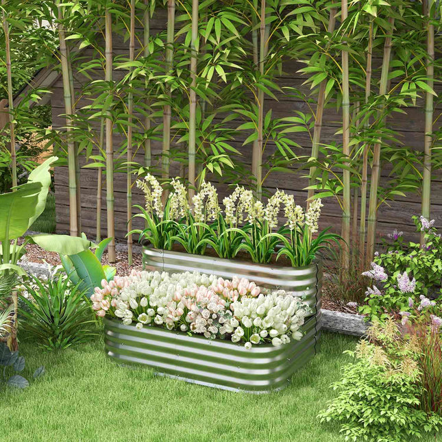 Silver plant shelf for garden or balcony, 118x45x30cm
