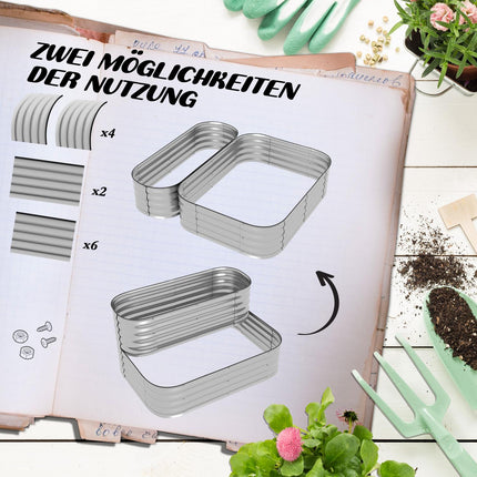 Silver plant shelf for garden or balcony, 118x45x30cm