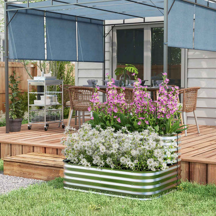 Silver plant shelf for garden or balcony, 118x45x30cm