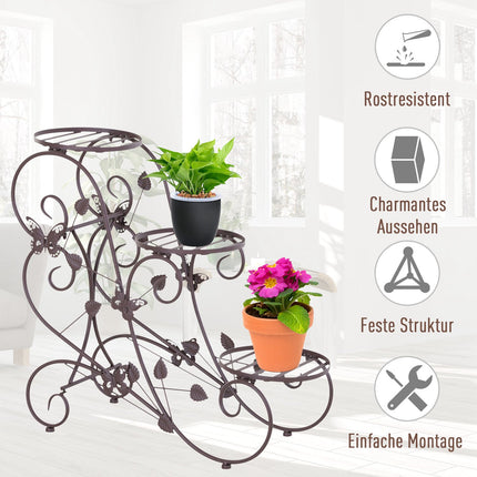 Three-level plant shelf in metal, French style, 76x27x67 cm