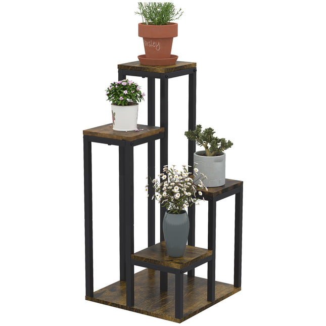 Multifunctional plant stand in 4 levels, brown, 40x40x81cm
