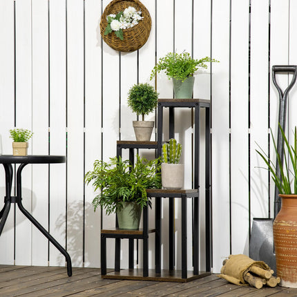 Multifunctional plant stand in 4 levels, brown, 40x40x81cm