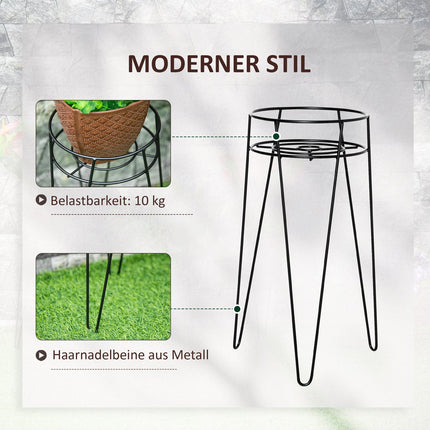 Set of 3 plant stands in black metal for 16 cm pots